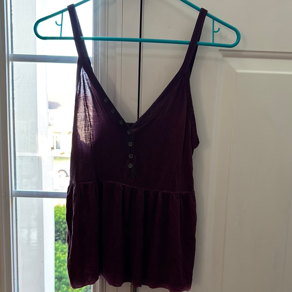 Soft Style Red Buttoned Peplum Tank Top